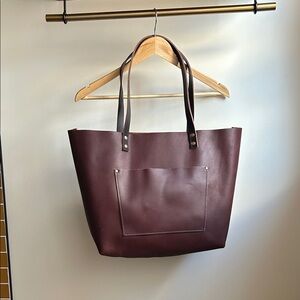Portland Leather Tote Bag, Cognac, Oversized